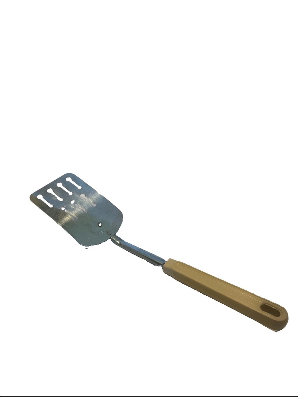 Vtg Ecko Slotted Spatula / Flipper, Metal with Beige Plastic Handle USA MCM